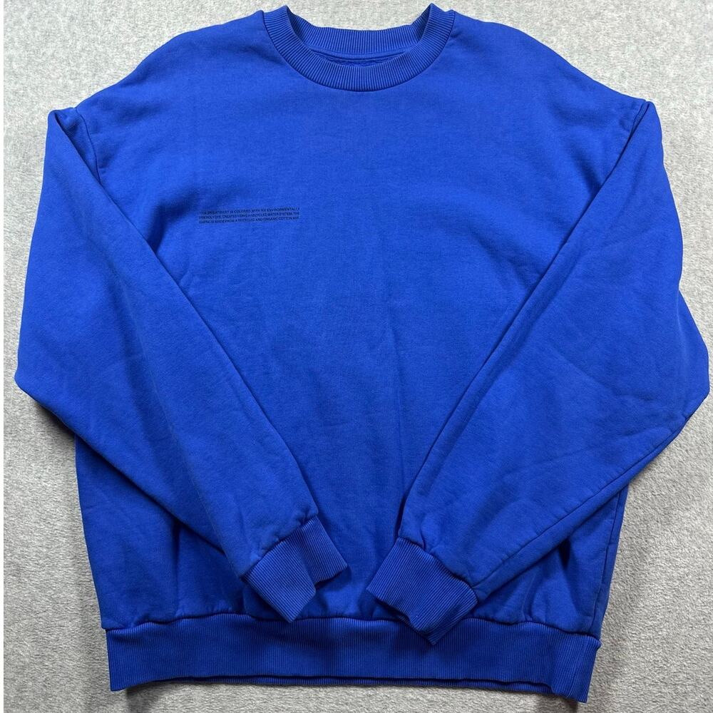 PANGAIA Sweatshirt Women's Large Blue Pullover Crewneck Ribbed Hem Long Sleeves